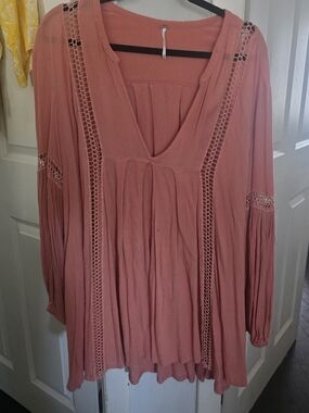 Free People Blush Crochet-Trim Peasant Tunic